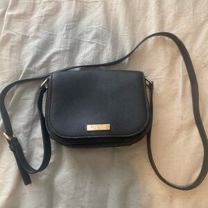 Kate Spade Black Leather Crossbody w Gold-Tone Accent